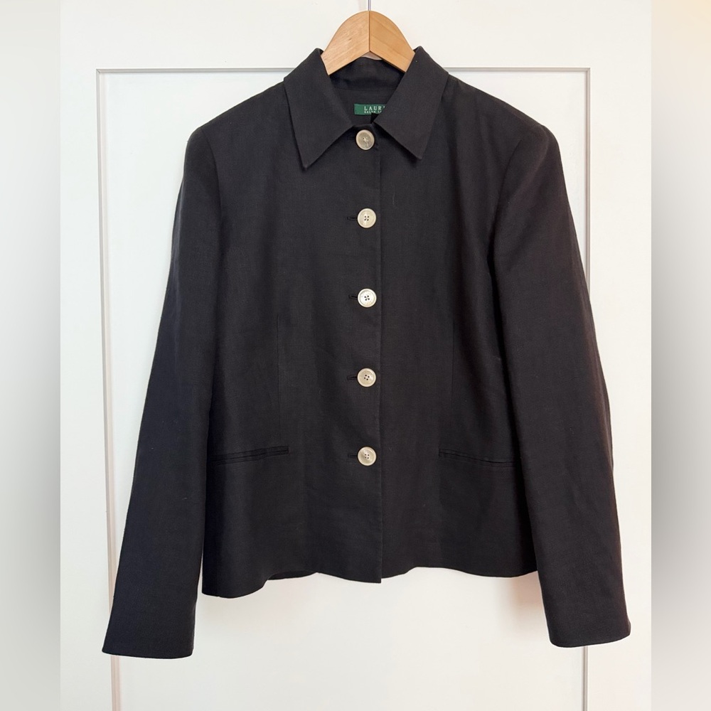 Ralph Lauren Linen Black Blazer with 6 Buttons